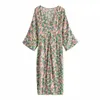 Zomerjurk vrouwen lange mouwen elegante casual mode chic dame kaftan maxi jurk vrouw losse boho jurken robe femme 210709