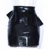 Wonder beauty PU Leather Skirt Black Faux Leather Pencil Peplum Mini Skirt Women Leather Fashion Faux Black Skirts Vinyl Skirts X0428