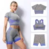 2/3 stks Sportset Naadloze Workout Kleding Fitness Sets Sportkleding Yoga Past Athletic Bra Panty Hoge Taille Shorts Outfit 210802