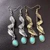 Dangle & Chandelier Retro Mayan Tribal Shape Turquoise Earrings Bohemian Style Long Women's Tassel Party Jewelry Girl Accessories