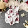 Коробов Летний пляж стиль женщин Playsuits Корейский принт с высокой талией Halter шифон комбинезон новых шикарных Boho Backsuits Bodysuits 210430