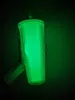 Glow in Dark Studded Cold Cup Bicchieri 24oz 710ml Bicchiere da caffè in plastica opaca a doppia parete con cannuccia LOGO personalizzato Accpet WLL1095