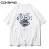 Tshirt Men Streetwear Gothic Punk Snake Print с коротким рукавом Tees хип-хоп Хлопок повседневная свободные Harajuku T-рубашки Tops Male 210602