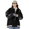 Сращивание кожаных куртков бомбардировщики женские пальто пары бейсбол куртка 2021 осенний унисекс стиль парня Varsity Hiphop Streetwear