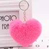 Pluffy Heart Shape Pompoms Sleutelhangers Dames Faux Bont Pompom Sleutelhanger voor Valentijnsdag Auto Bag Hanger 16 stijlen