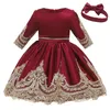 Christening dresses Quality Long Sleeve Christmas Drsses for Girls Birthday Party Bowknot Wedding Children Clothes