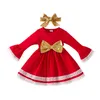 0-3y Baby Girls Boże Narodzenie Sukienka Dla Dziewczyn Baby Girls Santa Claus Outfit Zimowy Rękaw Rękaw Princess Dress Dzieci Xmas Costume G1026