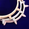 Bracelet à rivets de couleur or, matériau en cuivre, Zircon complet, bracelet Hip Hop pour hommes, bijoux Rock Punk Q0720