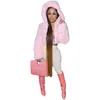 Womens With Faux Fur Jackets Fashion Trend Thick Warm Cropped Hooded Outerwear Designer Female Winter Splicing Fur Collar Coats For Ladies