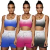 New Women Yoga clothing Summer tracksuits jogger suit black tank top+shorts gradient two piece set plus size 2XL outfits sports suits casual sportswear DHL 4955