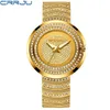 Wristwatches CRRJU Women Minimalist Analog Quartz Watches Ladies Elegant Luxury Crystal Diamond WristWatch Female Waterproof Gold Band Clock