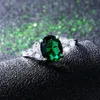 Green Oval Zircon Lab Emerald Rings For Women Engagement 100% Real 925 Sterling Silver Gemstone Ring Female Wedding Jewelry Gift307E