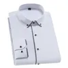 Män mode tröjor långärmad patchwork vit smart casual workwear regelbundet passform manlig formell kontor klänning skjortor camisas 210609