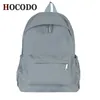 Hocodo eenvoudige effen kleur vrouwelijke rugzak trend waterdichte nylon vrouwen casual schooltas voor tienermeisjes schouder 211026