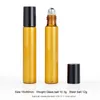 Bouteille d'huile essentielle d'ambre portative en verre de 10ML, rouleau sur bouteilles de parfum, mini rouleau à bille en métal, conteneur d'huiles essentielles marron, Support Logo personnalisé