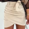 Skirts 2021 Fashion Women Suede Bodycon Pencil Skirt Ladies Party Club High Waist Mini