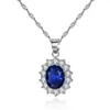 Fashion Blue Crystal Stone Wedding Earrings Necklace Jewelry Set Brides Silver Color suit For Women