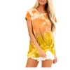 Kvinnors T-skjortor Kvinnor T-shirt Tie-Dyeing T-shirts Kvinnor Kort ￤rm O-hals Casual Woman Summer Beach Tops Loose Tee Tunic Camiseta