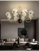 Kroonluchter kristal, nordic licht, led plafondlamp moderne lamp woonkamer, gouden gypsophila, hanglampen