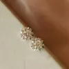 Orecchini a bottone doppio equo per le donne Delicato girasole Cubic Zirconia Oro chiaro Colore argento Regalo per feste Gioielli di moda