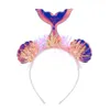 Mermaid Tail Headband With Shining Shell Tassel Fish Pattern Headdress Cloth For Kids Girls Princess Birthday Mermaid Party Decoration Supplies