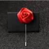 Dekorativa blommor Kransar 50 st Marinblå Man Brudgum Boutonniere Siden Satin Rose Blomma Män Knapphål Bröllopsfest Baldräkt Corsage Pin