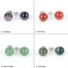 8mm 10mm Pedra Natural Stud Inoxidável Aço Inoxidável Verde Turquesa Opala Rosa Ametista Cristal Pedras Druzy Brincos Brincos Jóias Para As Mulheres