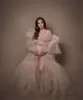 Sexiga Naken Ruffles Maternity Dress Robes för fotografering eller baby shower Chic Women Prom Crows Långärmad fotografi Robe Pregancy