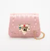 Meninas Macaron Jelly Handbags Kids Rebite Metal Corrente PVC Soluções de Ombro Sacos Moda Mini Mini Square Messenger Bag