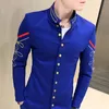 4-farbige Goldknöpfe mit chinesischem Kragen, Blazer, Jacke, Slim Fit, Herren-Blazer, Muster, Armee-Pilotjacke, Herren, Schwarz, Blau, Rot, Weiß, Blazer 220310