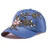 Beyzbol Şapkası Tam Kristal Çiçek Denim Bling Rhinestone Kadınlar Snapback Şapka Gorras Ayarlanabilir Unisex Caps