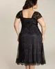 Robe mère de la mariée noire, longueur thé, grande taille, manches courtes, col en V, taille Empire, robes formelles pour femmes, sur mesure, nouvelle collection