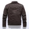 Herrjackor Men 2022 vinter m￤n l￤derjacka fleece mode manlig motorcykel kappa smal passform vintage vindbrytning outkl￤der storlek