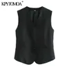 KPYTOMOA Women Fashion Office Wear Button-up Fitted Waistcoat Vintage V Neck Sleeveless Female Vest Outerwear Chic Tops 211008