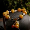 Gold Jade Bracelets 10MM Pumpkin Bead Ethnic Topaz Amethyst Lapis Gemstone Beads Strands Pendant Charm Bracelet for Women Gift