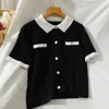 Summer Japanese Style Turn-down Collar Short Sleeve Thin Short-sleeved Ice Silk Knit Womens Shirt Coats Tops Blouses 210805