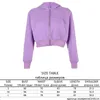 Casual Solid Zip Up Crop Hoodie Sweatshirt Autumn Long Sleeve harajuku Purple Hoodies Women Sudaderas Winter Clothes Tops 210510