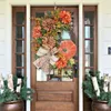 Halloween dekor dörrkrans höst fall pumpa krans rustik grapevine ytterdörr dekoration för hem trädgård bondgård h1020