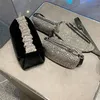 Evening Bags Rhinestones Fold Handle Velvet Handbag Women 2021 Luxury Soft Square Clutch Female Chic Designer Purses High Quality
