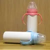 8oz Sippy Baby Tumbler Milchflasche aus Edelstahl mit Griff, tragbare Kinderbecher, doppelwandige Fütterung für Kinder