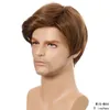 9 inches herrarnas syntetiska peruk brun färg pelucas perruques de cheveux funains simulering mänskliga remy hår peruker wig-m44