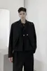 IEFB / Мужская одежда поддельных двух частей костюма пальто Сплит жилет Короткий стиль скрытая кнопка черная одежда для мужского осени большой размер 9y4038 210524