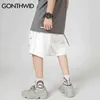 Gonthwid Fire Flame Cactus Stampa distrutta Strappato BAGGY Denim Jean Shorts Streetwear 2020 Hip Hop Casual Jeans Brevi pantaloni Black H1210