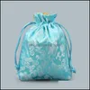 Gift Wrap Event Party Supplies Festive Home Garden Chinese Dragon Silk Brocade Pouch Small DString Christmas Bags Candy Bag Jewelry Packag