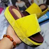 Designer women slipper sandal Floral brocade Heightening Thick soled bottoms Flip Flops striped Beach causal with Box large size