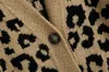 Wiosenne dziewiarskie zwierzę Leopard Cardigan Coffeeving sweter Sweter Retro kobieta V Neck Długi Rękaw Jumper Luźne Knitwear 210429