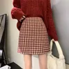 Spring Plaid Mini Slim Fit Spurts Kobiety o wysokiej stroju spódnicy Harajuku Styl koreańskiego pakietu vintage Hip Krótkie spódnice 210619