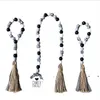 new Rural Wood Beads Tassel Hanging Pendant Farmhouse Decor INS Nordic Creative Hemp Rope Beaded Children Home Decorative 3pc/set EWE5513