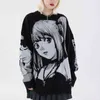 Atsunny Hip Hop Streetwear Style Harajuku knitting anime girl kninted death sweater pullover 220108