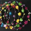 8 Färger blinkande lysdiod Strings Glow Flower Crown Hårband Ljus Party Rave Floral Hair Garland Luminous Krans Wedding Flowers Girl Kids Toys T1104A objekt